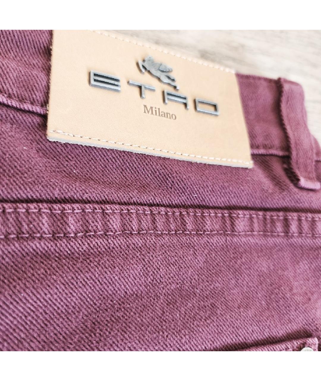 ETRO Бордовые хлопко-эластановые джинсы слим, фото 6