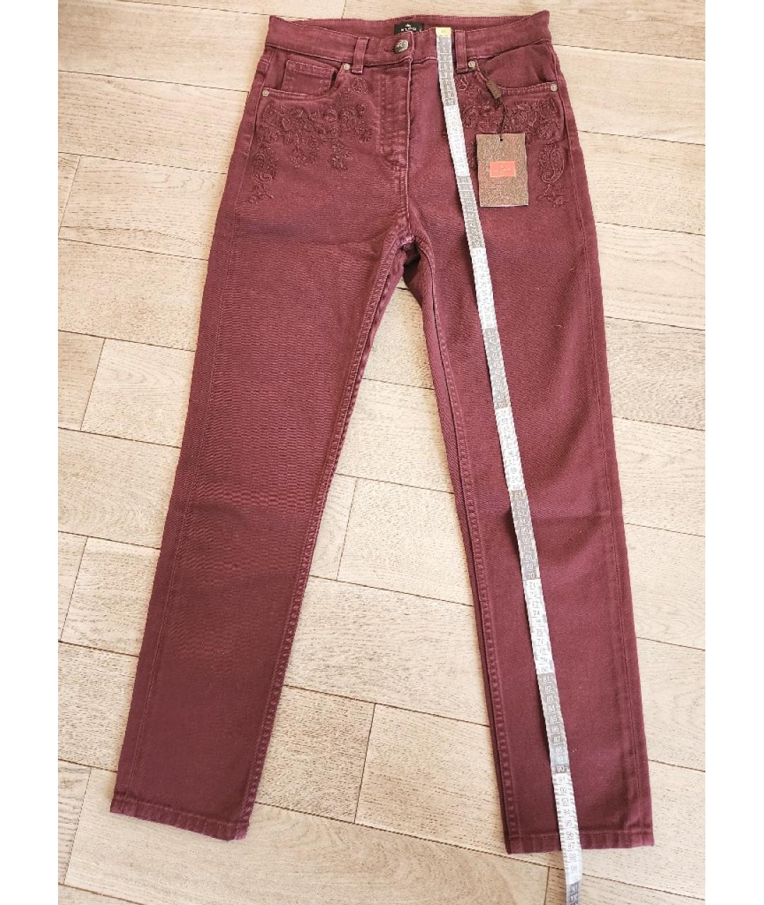 ETRO Бордовые хлопко-эластановые джинсы слим, фото 7