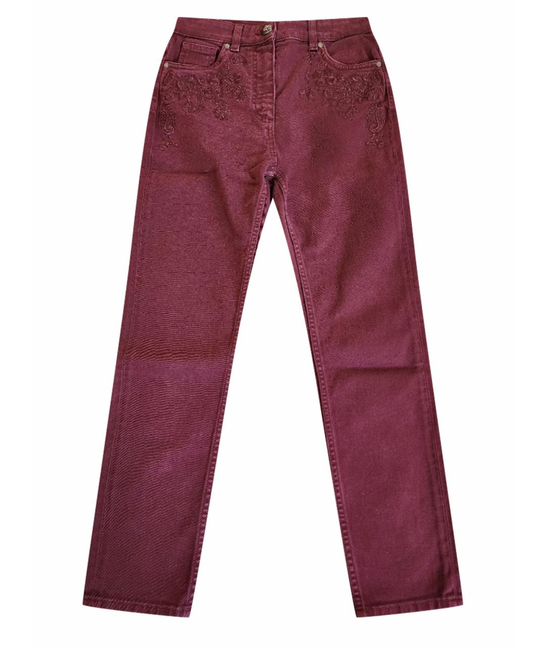 ETRO Бордовые хлопко-эластановые джинсы слим, фото 1