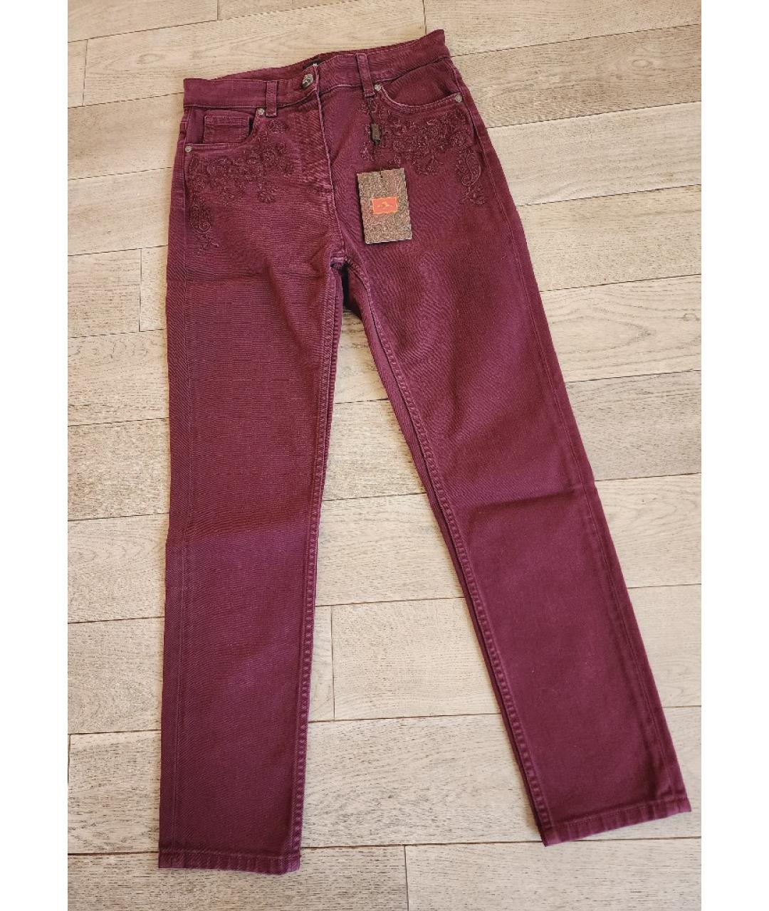 ETRO Бордовые хлопко-эластановые джинсы слим, фото 2
