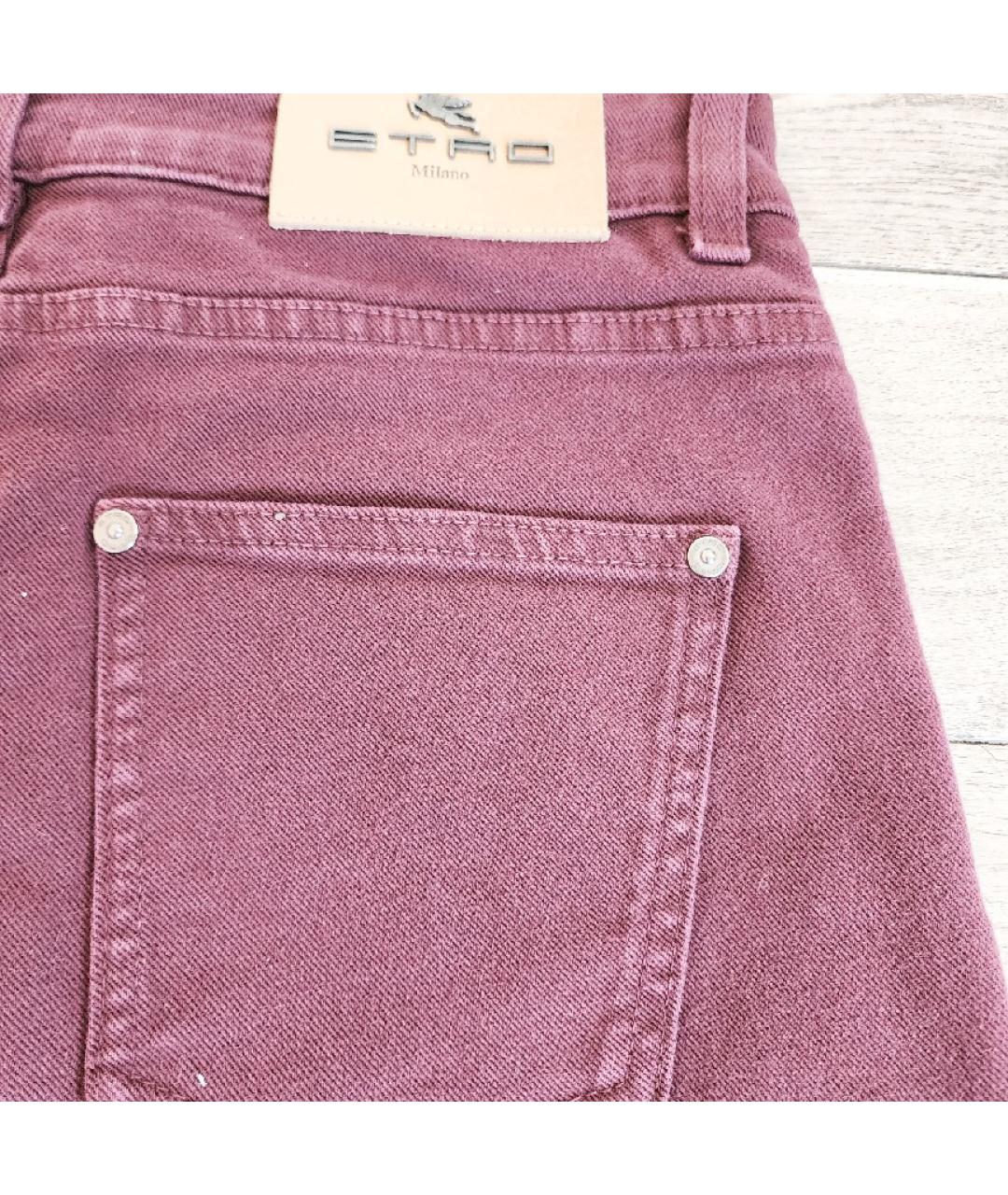 ETRO Бордовые хлопко-эластановые джинсы слим, фото 5