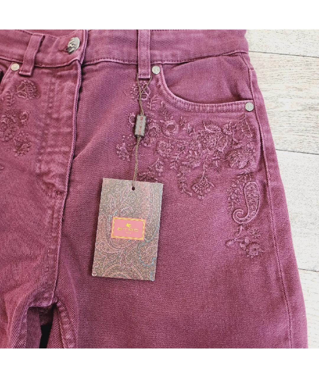 ETRO Бордовые хлопко-эластановые джинсы слим, фото 3
