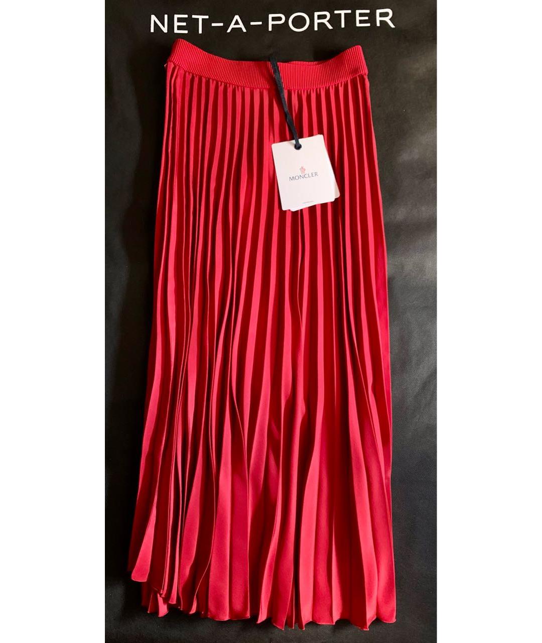 MONCLER Красная полиэстеровая юбка миди, фото 4