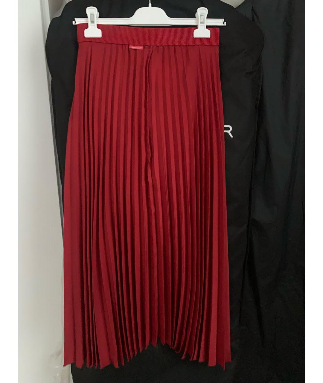 MONCLER Красная полиэстеровая юбка миди, фото 7