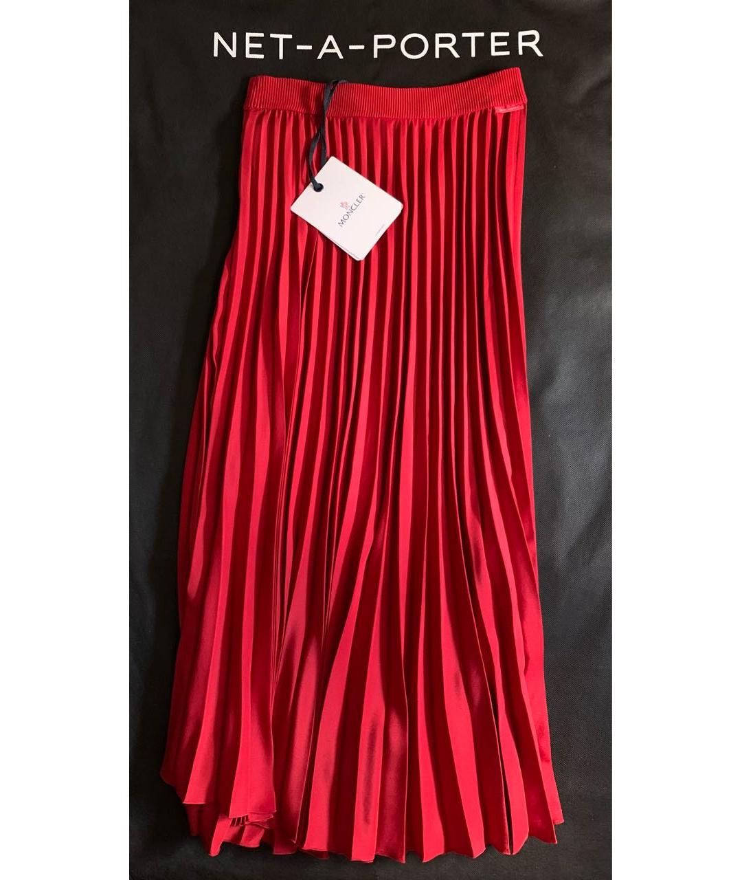 MONCLER Красная полиэстеровая юбка миди, фото 5