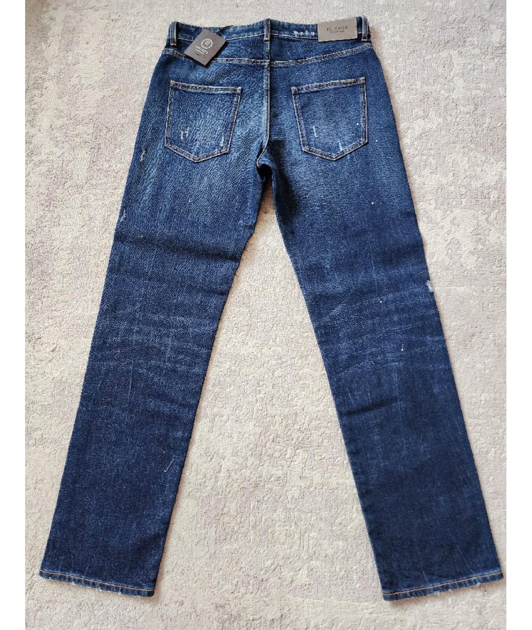 PESERICO Синие хлопко-эластановые прямые джинсы, фото 3