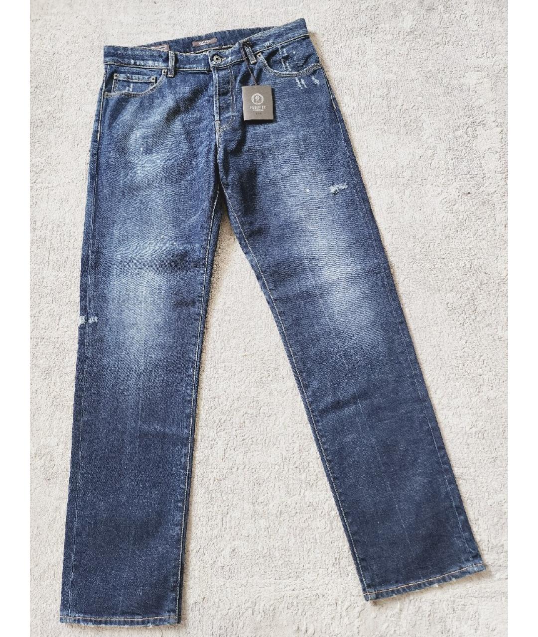 PESERICO Синие хлопко-эластановые прямые джинсы, фото 2