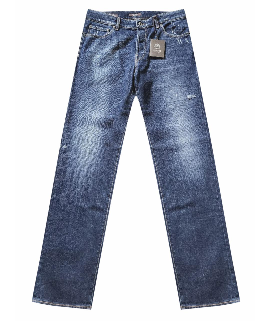 PESERICO Синие хлопко-эластановые прямые джинсы, фото 1