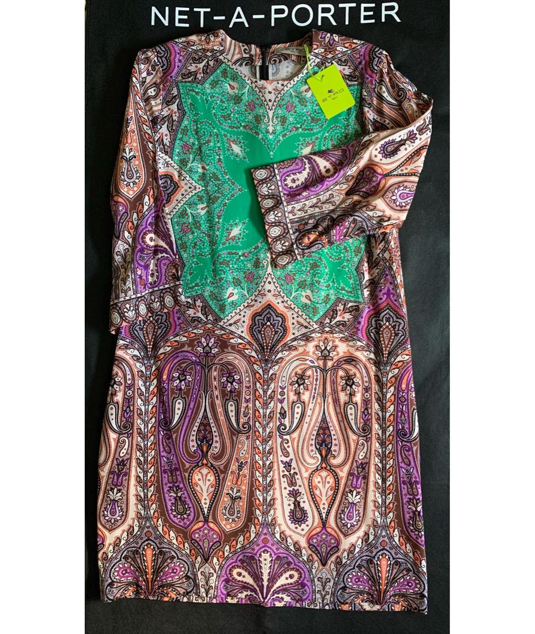 ETRO Коричневое шелковое коктейльное платье, фото 3