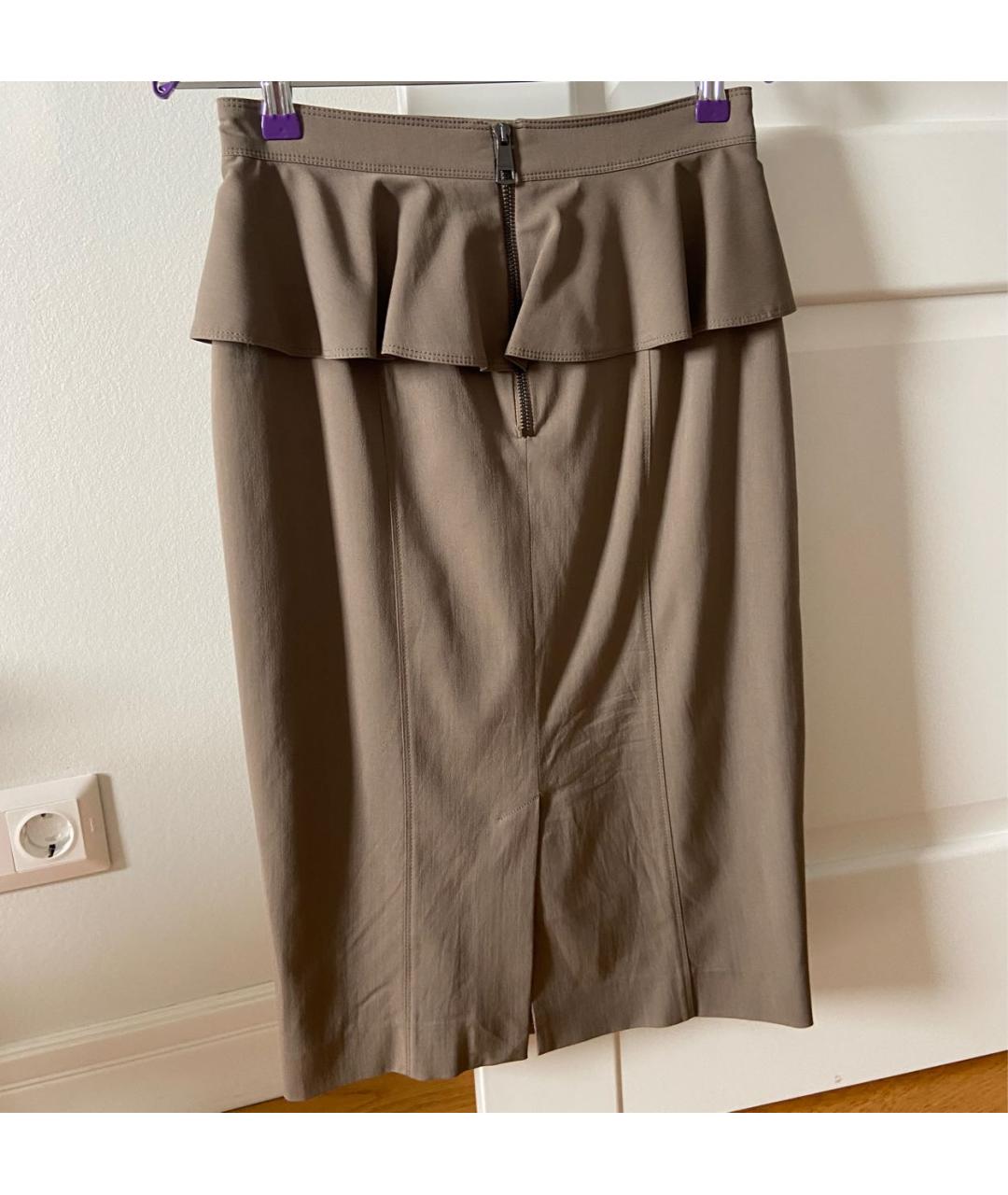 BURBERRY Бежевая вискозная юбка миди, фото 2