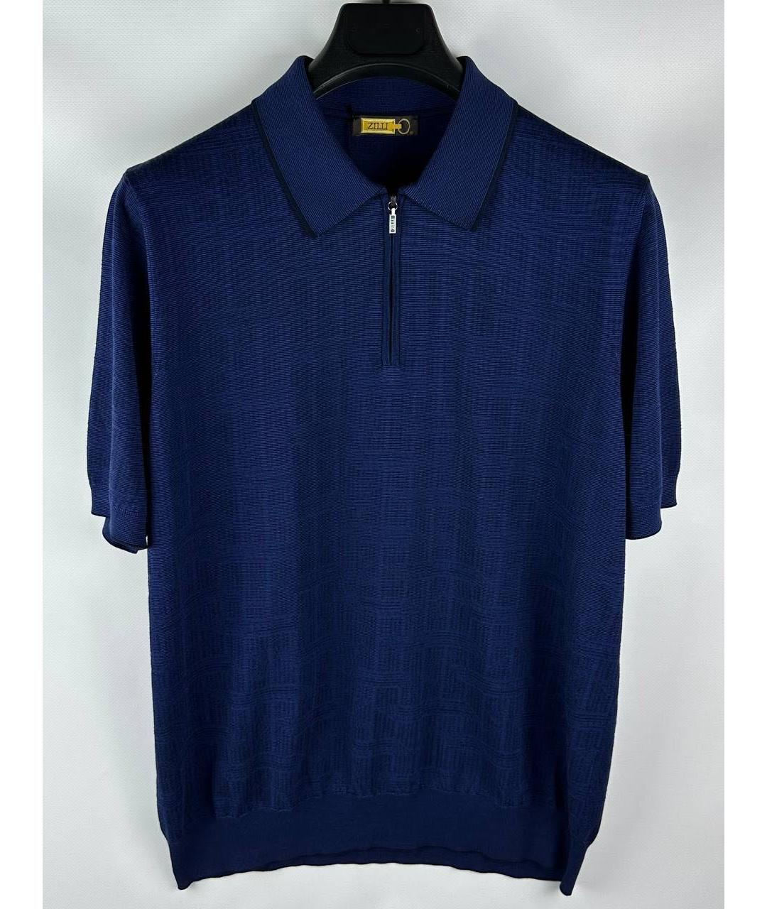 ZILLI Темно-синее поло с коротким рукавом, фото 9