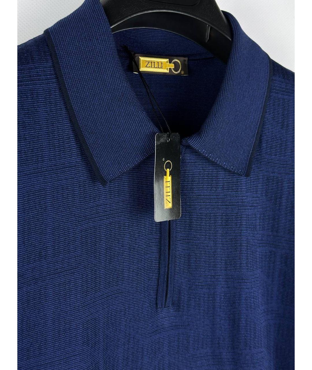 ZILLI Темно-синее поло с коротким рукавом, фото 3