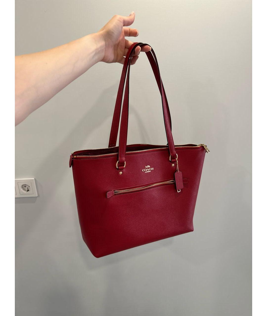 COACH Красная кожаная сумка тоут, фото 5