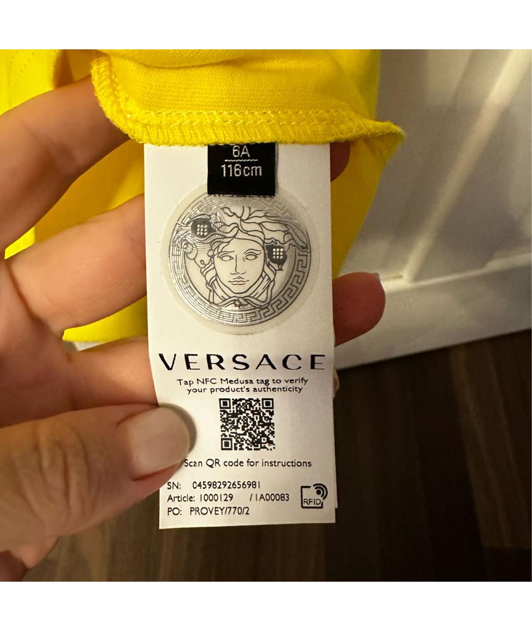 VERSACE Желтый хлопковый детская футболка / топ, фото 6