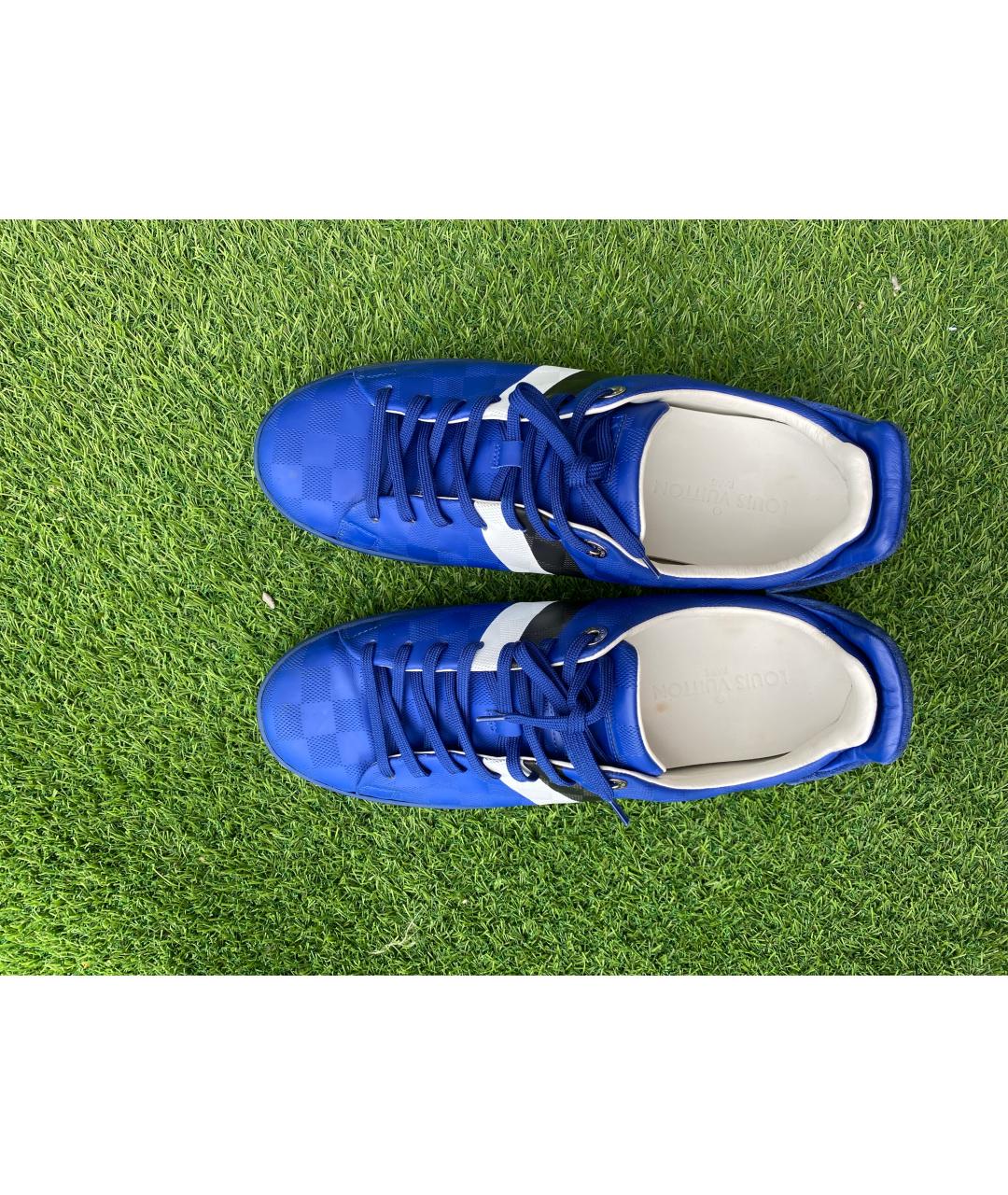 LOUIS VUITTON Синие кожаные низкие кроссовки / кеды, фото 3