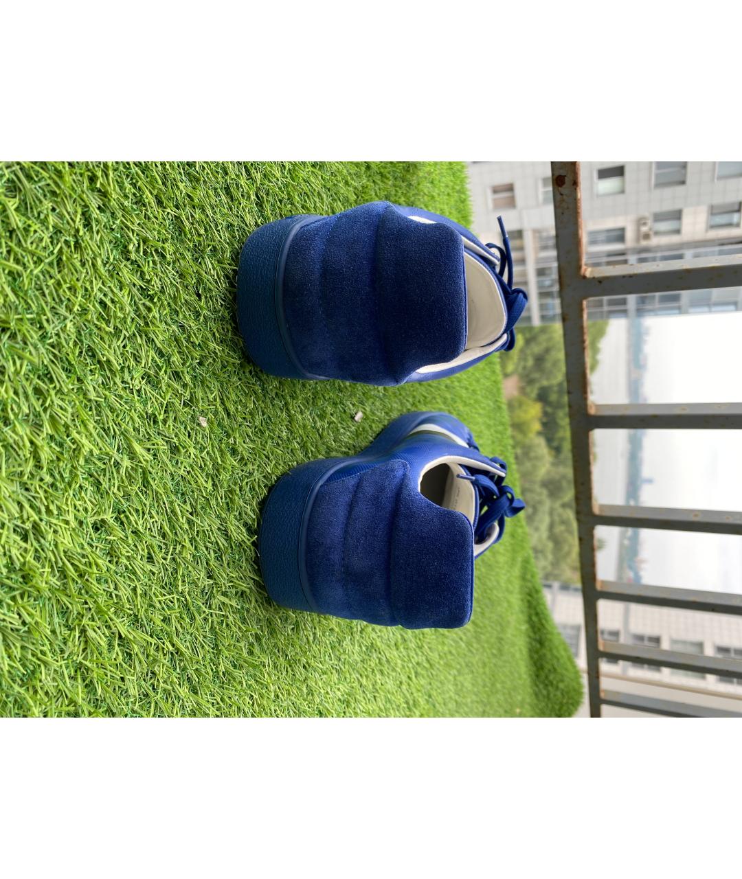 LOUIS VUITTON PRE-OWNED Синие кожаные низкие кроссовки / кеды, фото 4