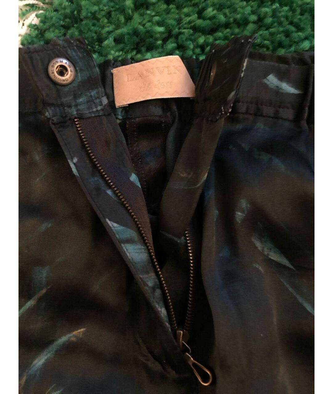 LANVIN Зеленые шелковые прямые брюки, фото 4