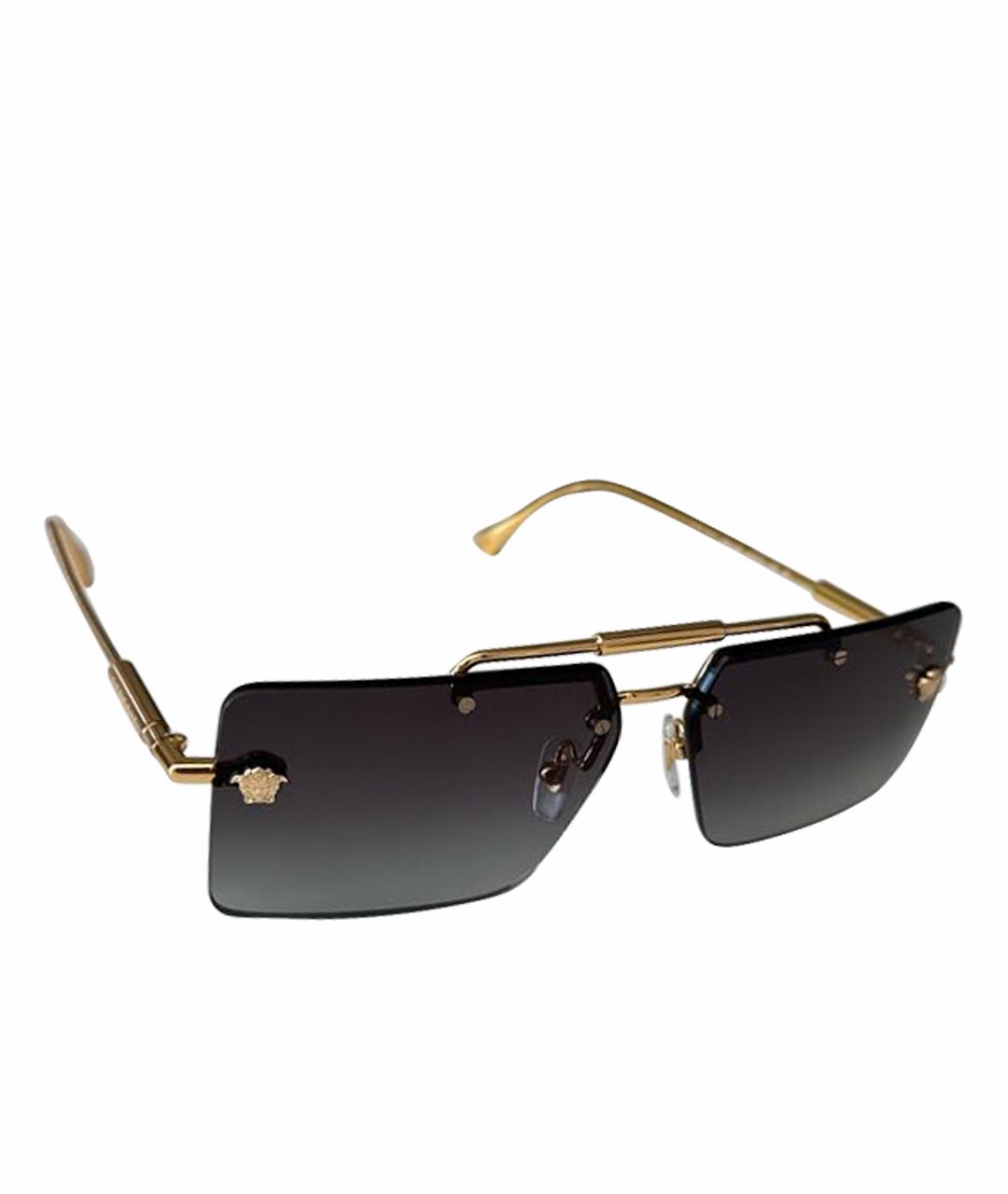 VERSACE Золотые металлические солнцезащитные очки, фото 1