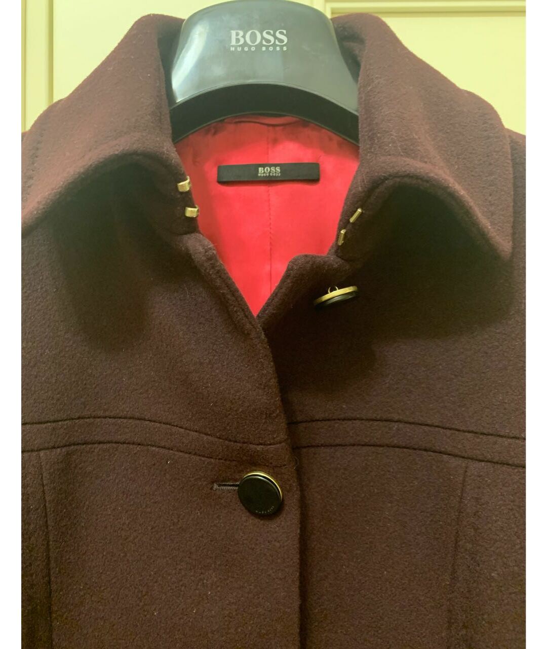 HUGO BOSS Бордовое кашемировое пальто, фото 3