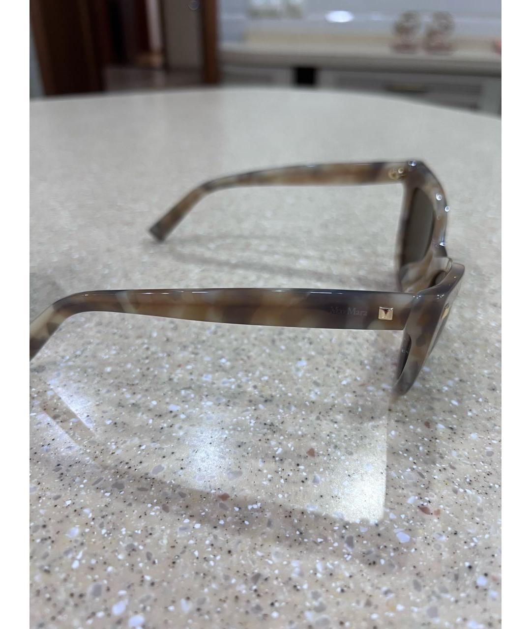 MAX MARA Бежевые пластиковые солнцезащитные очки, фото 2