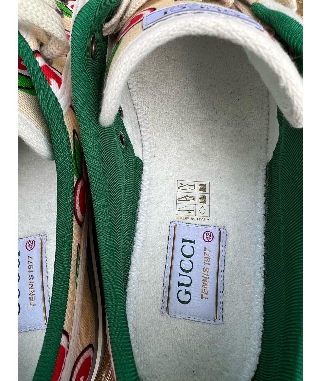 GUCCI Бежевые текстильные низкие кроссовки / кеды, фото 6