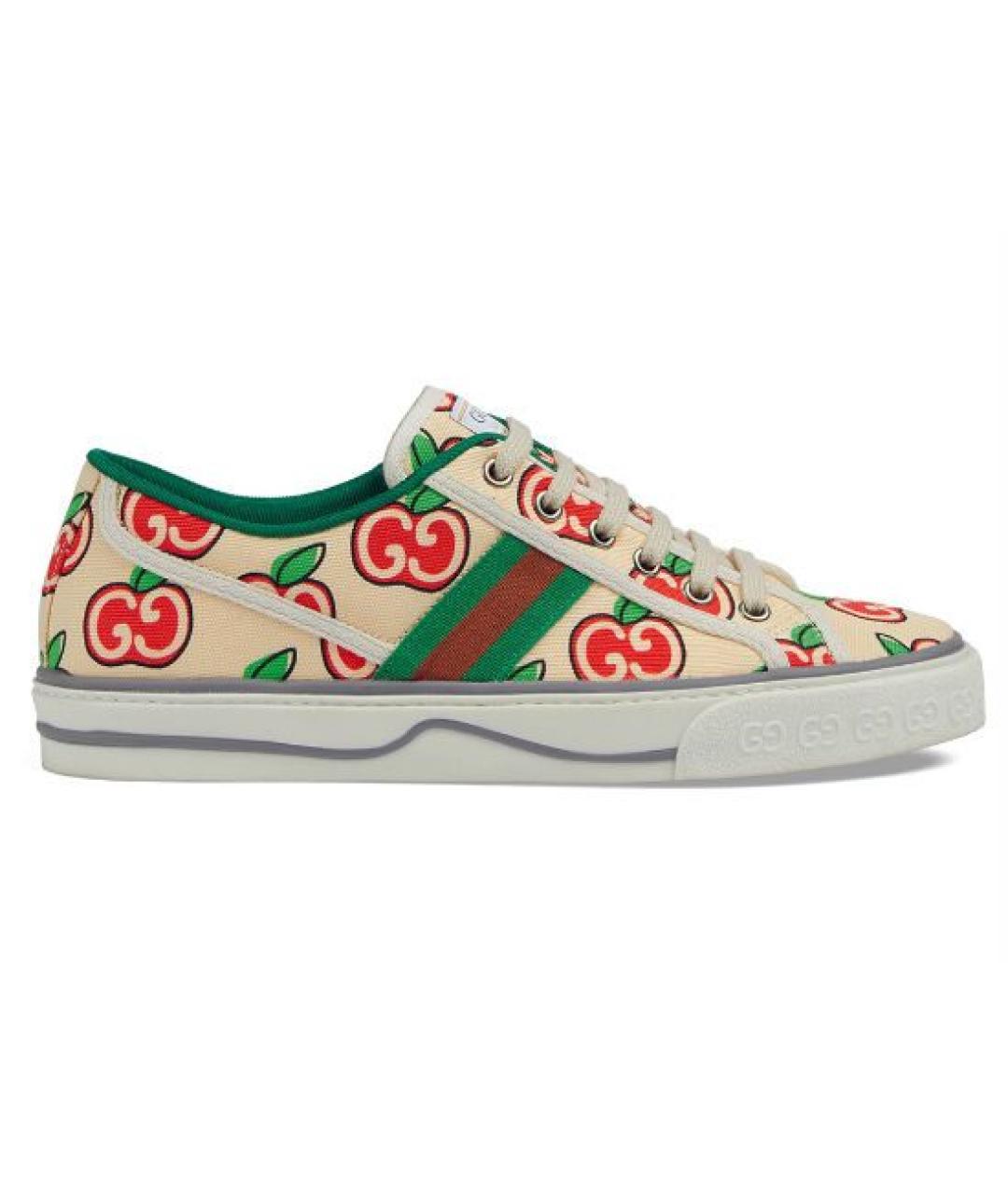 GUCCI Бежевые текстильные низкие кроссовки / кеды, фото 1