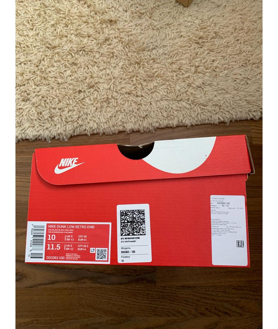 NIKE Красные кожаные низкие кроссовки / кеды, фото 6