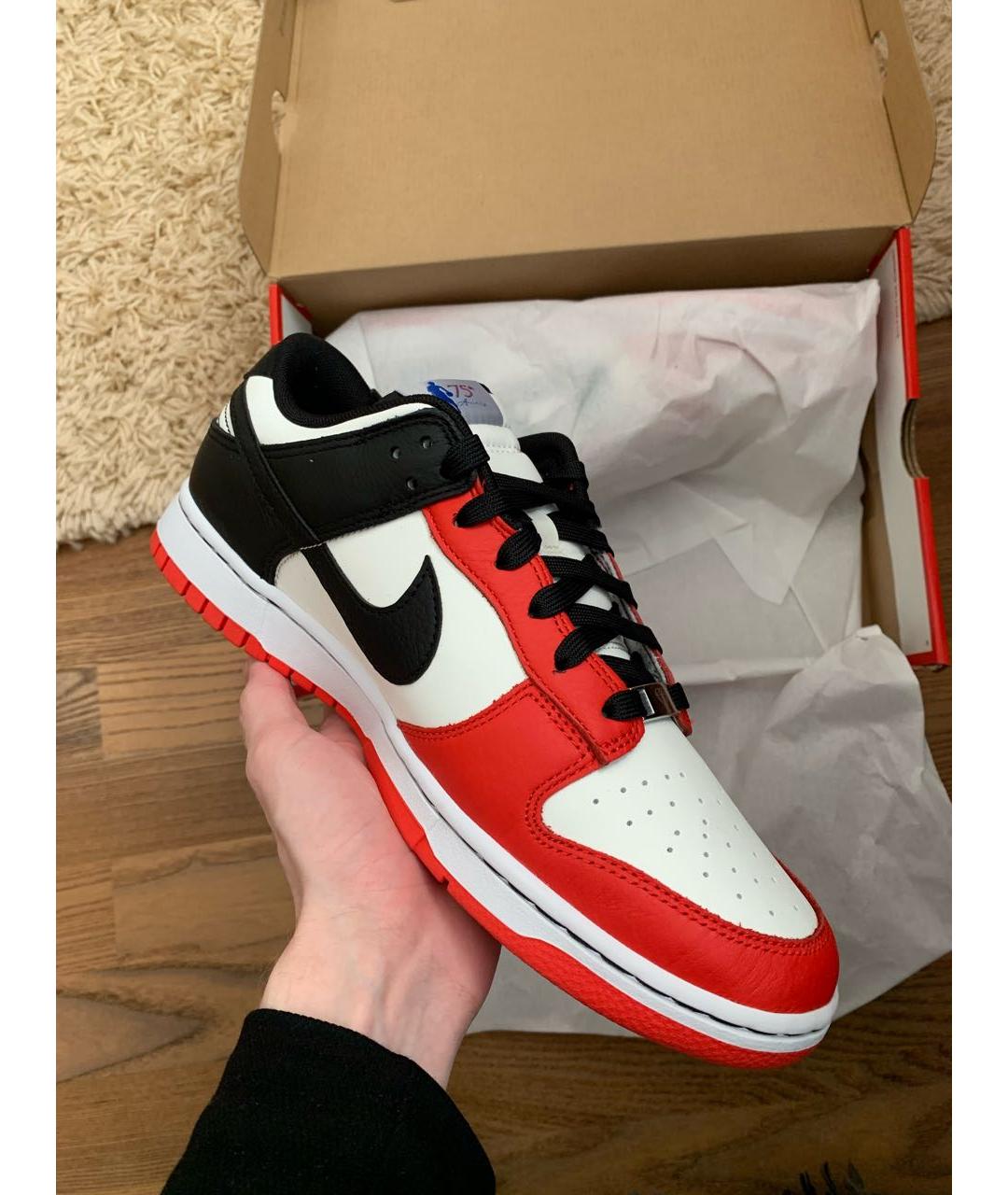 NIKE Красные кожаные низкие кроссовки / кеды, фото 3