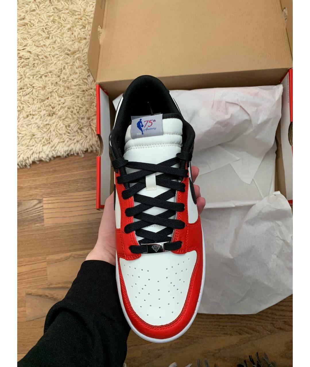 NIKE Красные кожаные низкие кроссовки / кеды, фото 4