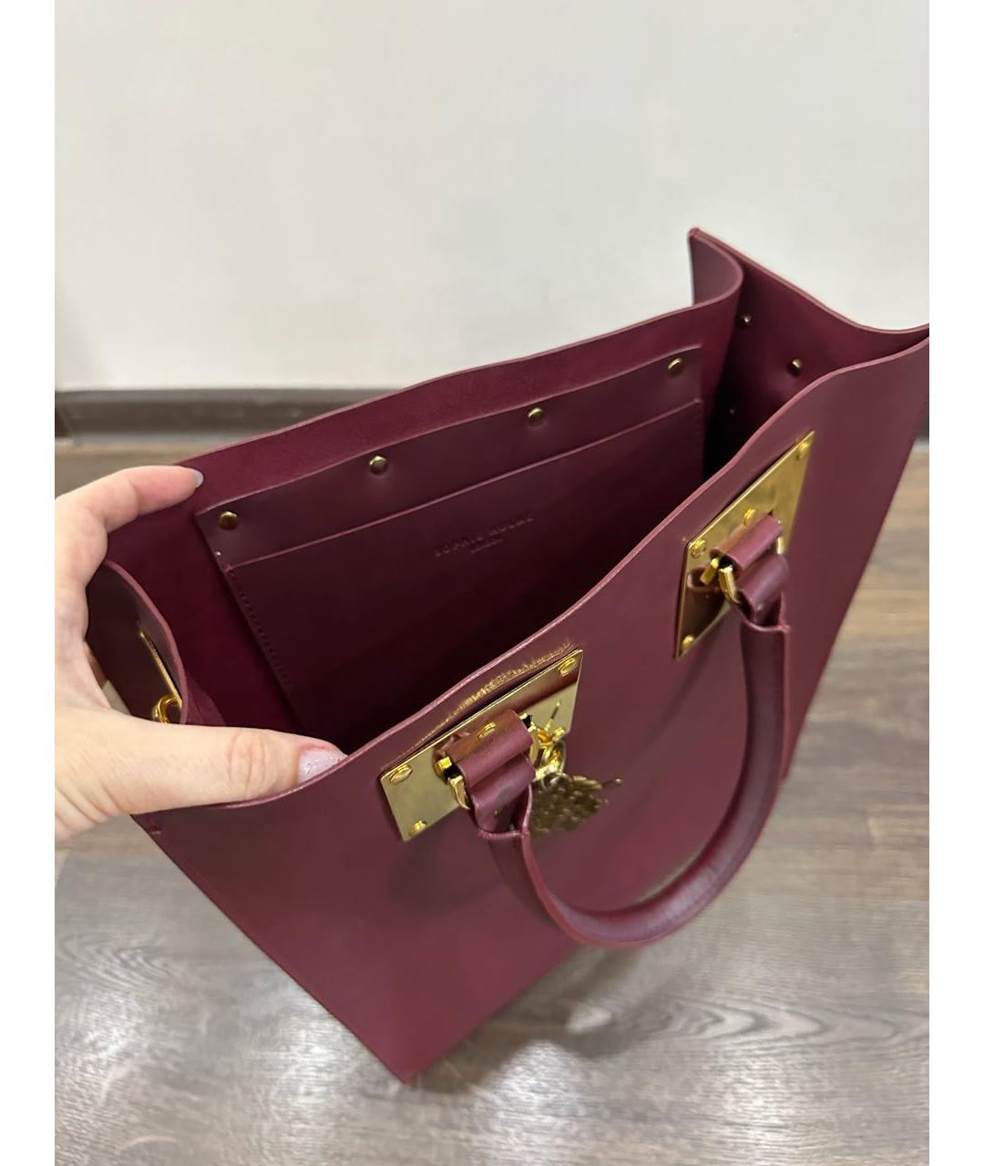 SOPHIE HULME Бордовая кожаная сумка с короткими ручками, фото 4