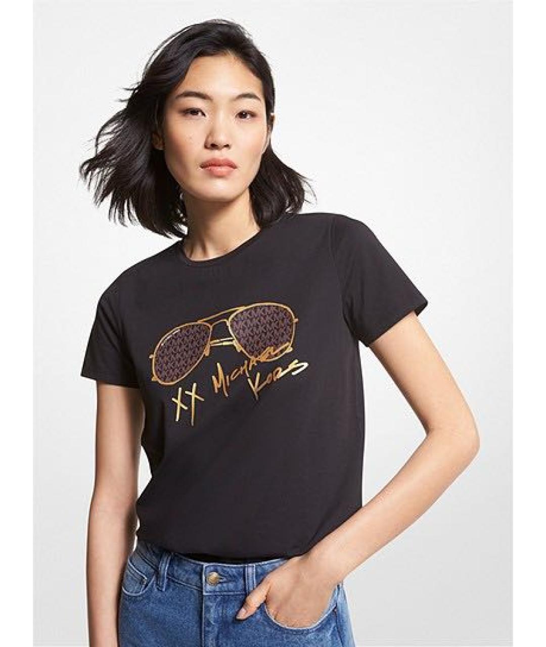 MICHAEL MICHAEL KORS Черная хлопковая футболка, фото 3