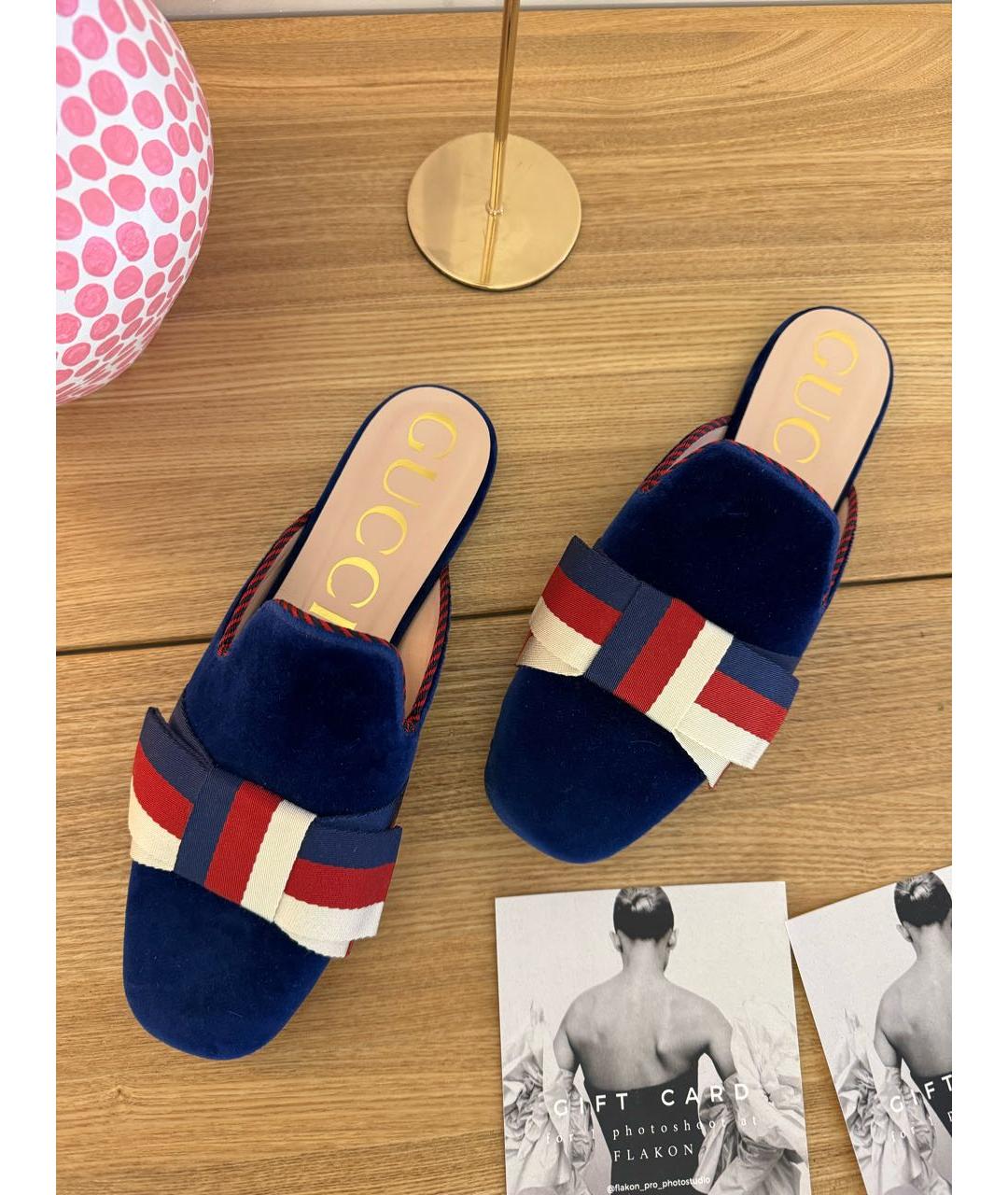 GUCCI Синие мюли, фото 4