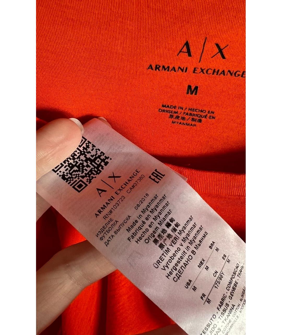 ARMANI EXCHANGE Оранжевая футболка, фото 3
