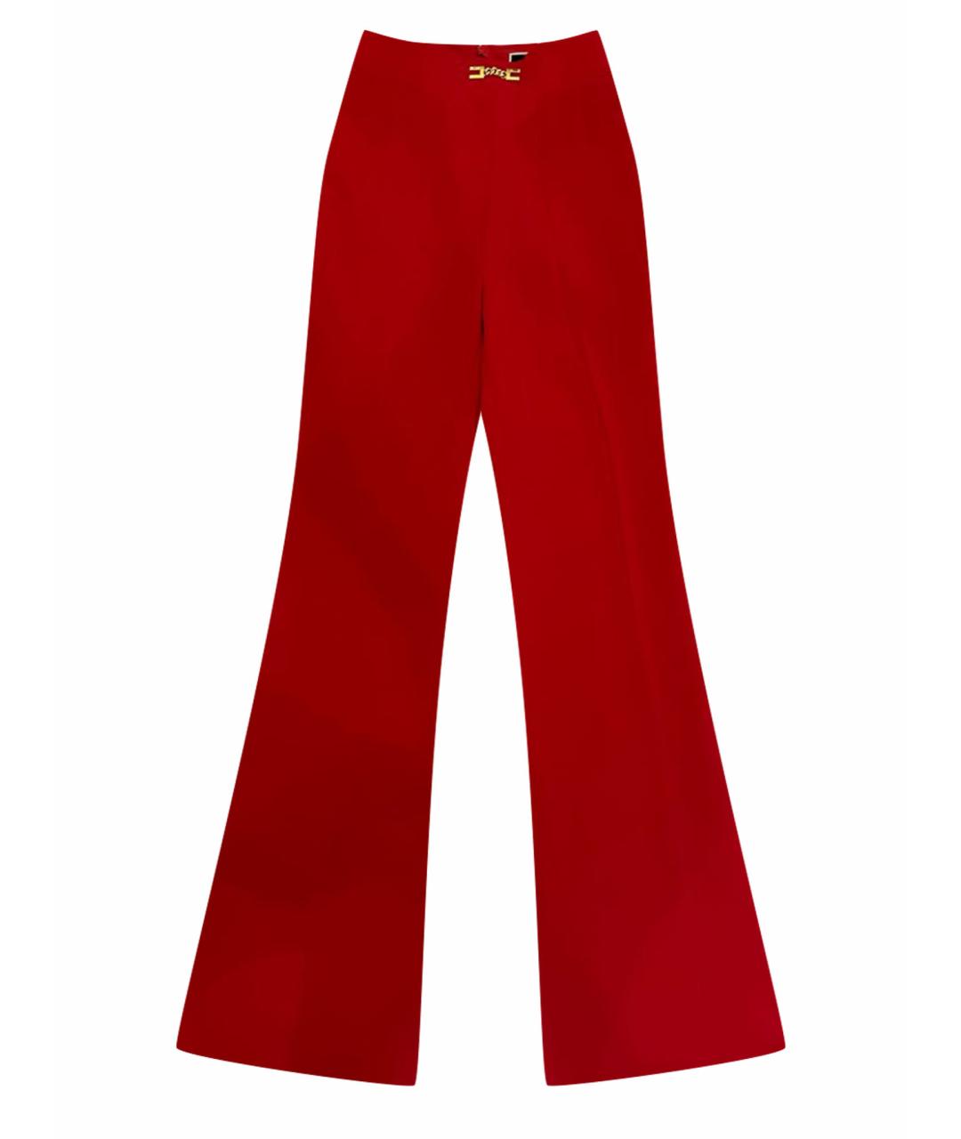 ELISABETTA FRANCHI Красные прямые брюки, фото 1