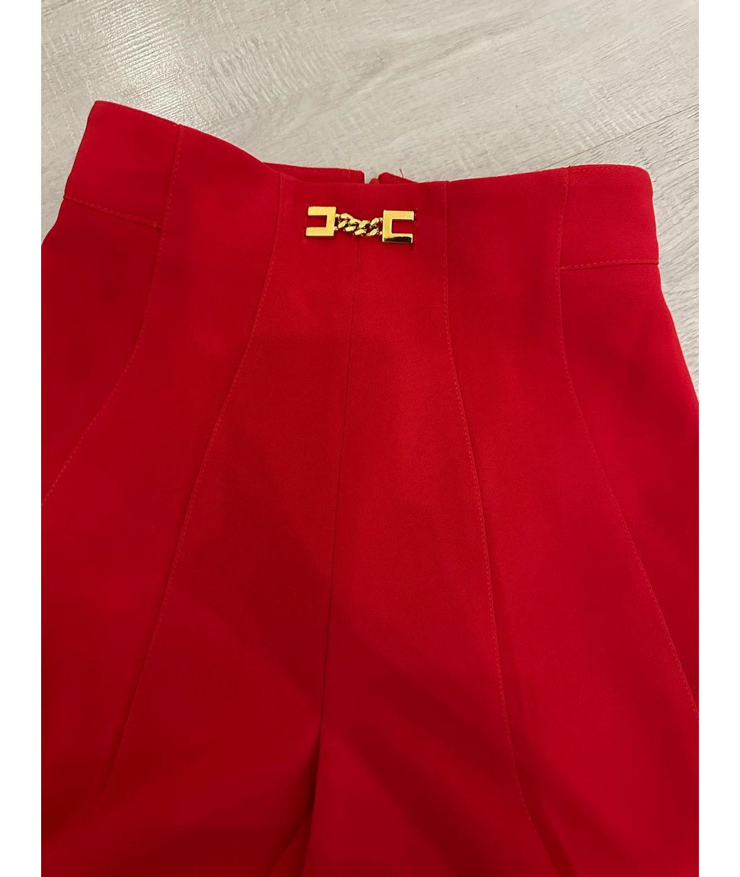 ELISABETTA FRANCHI Красные прямые брюки, фото 3