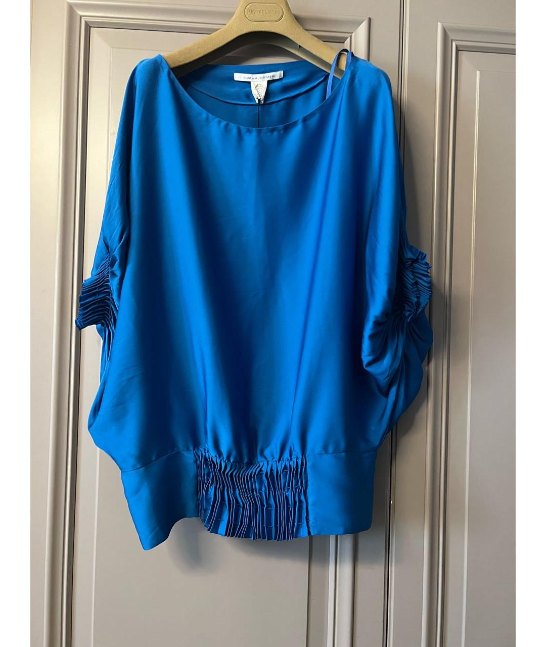 DIANE VON FURSTENBERG Синяя шелковая блузы, фото 8