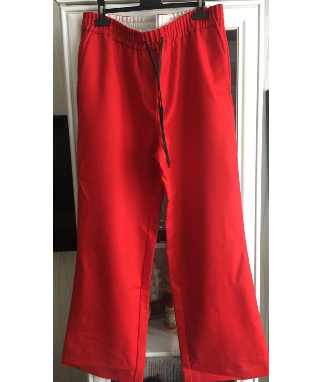 PHILOSOPHY DI LORENZO SERAFINI Красные шерстяные брюки широкие, фото 6