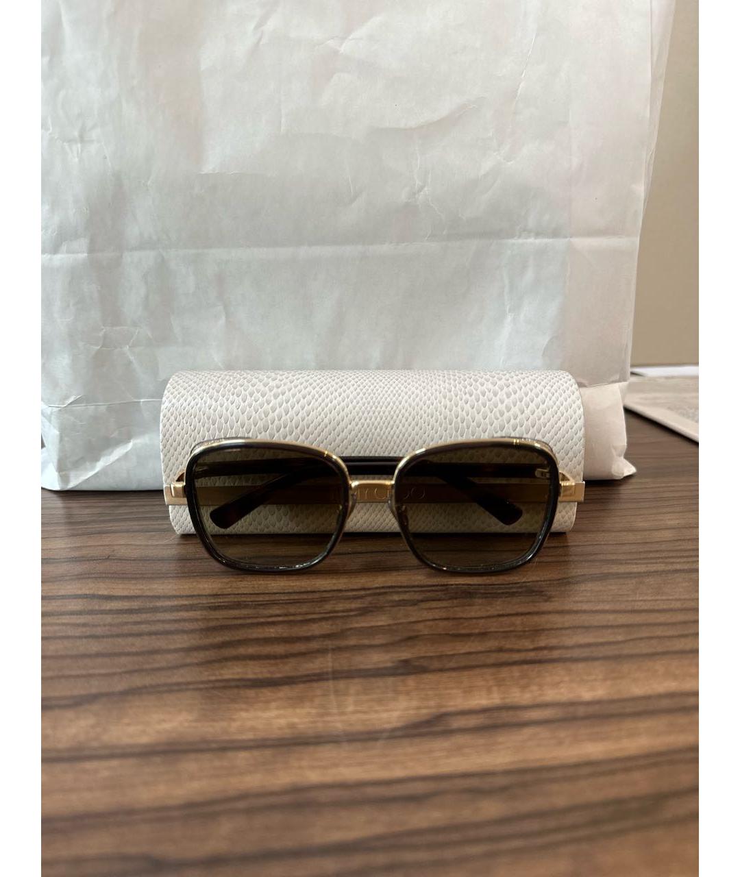 JIMMY CHOO Коричневые пластиковые солнцезащитные очки, фото 5