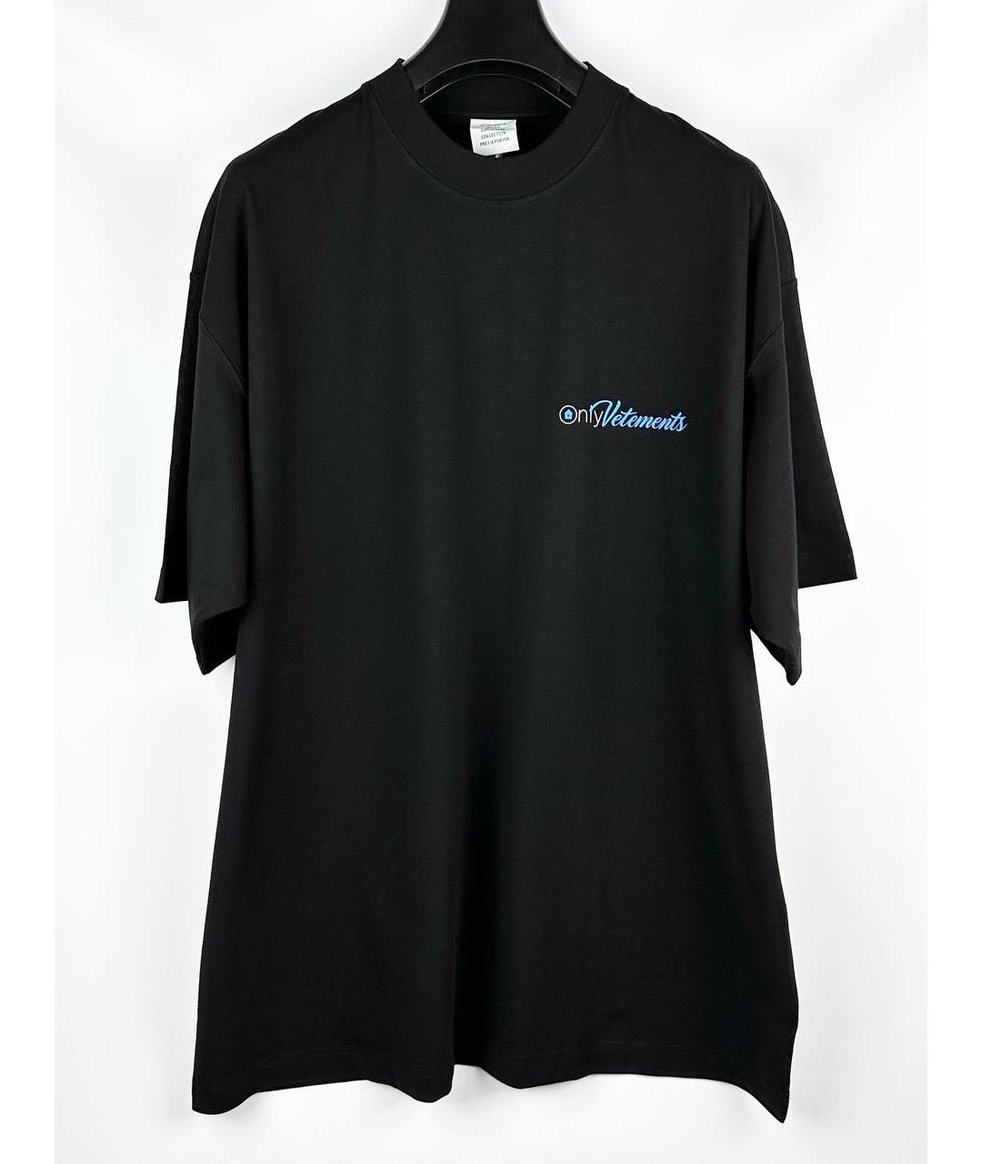 VETEMENTS Черная хлопковая футболка, фото 9