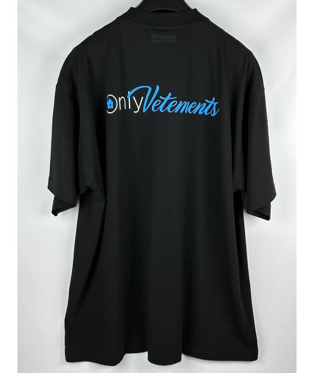 VETEMENTS Черная хлопковая футболка, фото 8