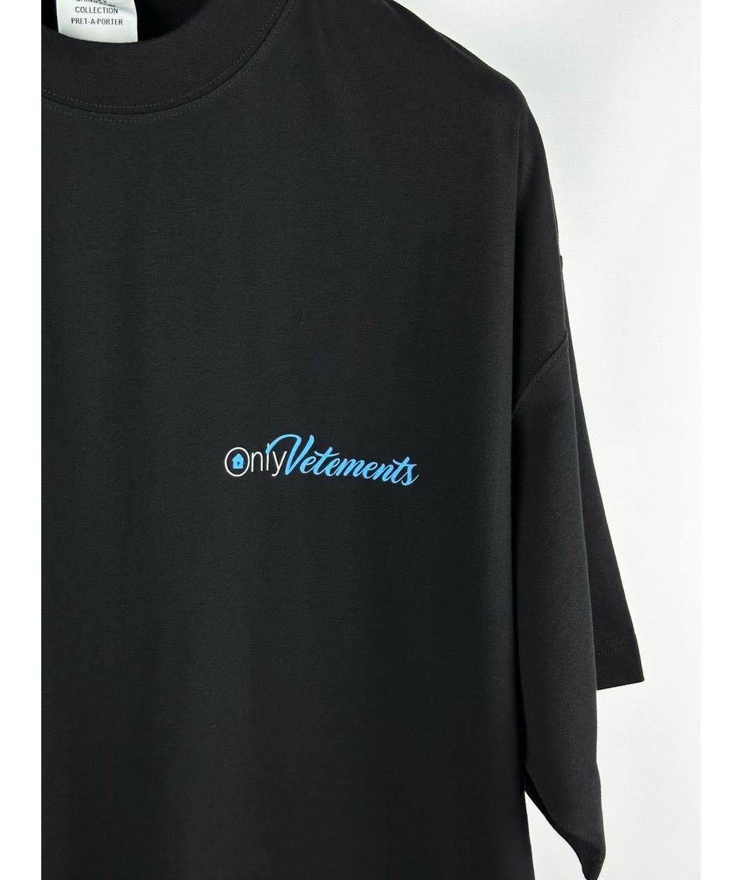 VETEMENTS Черная хлопковая футболка, фото 6