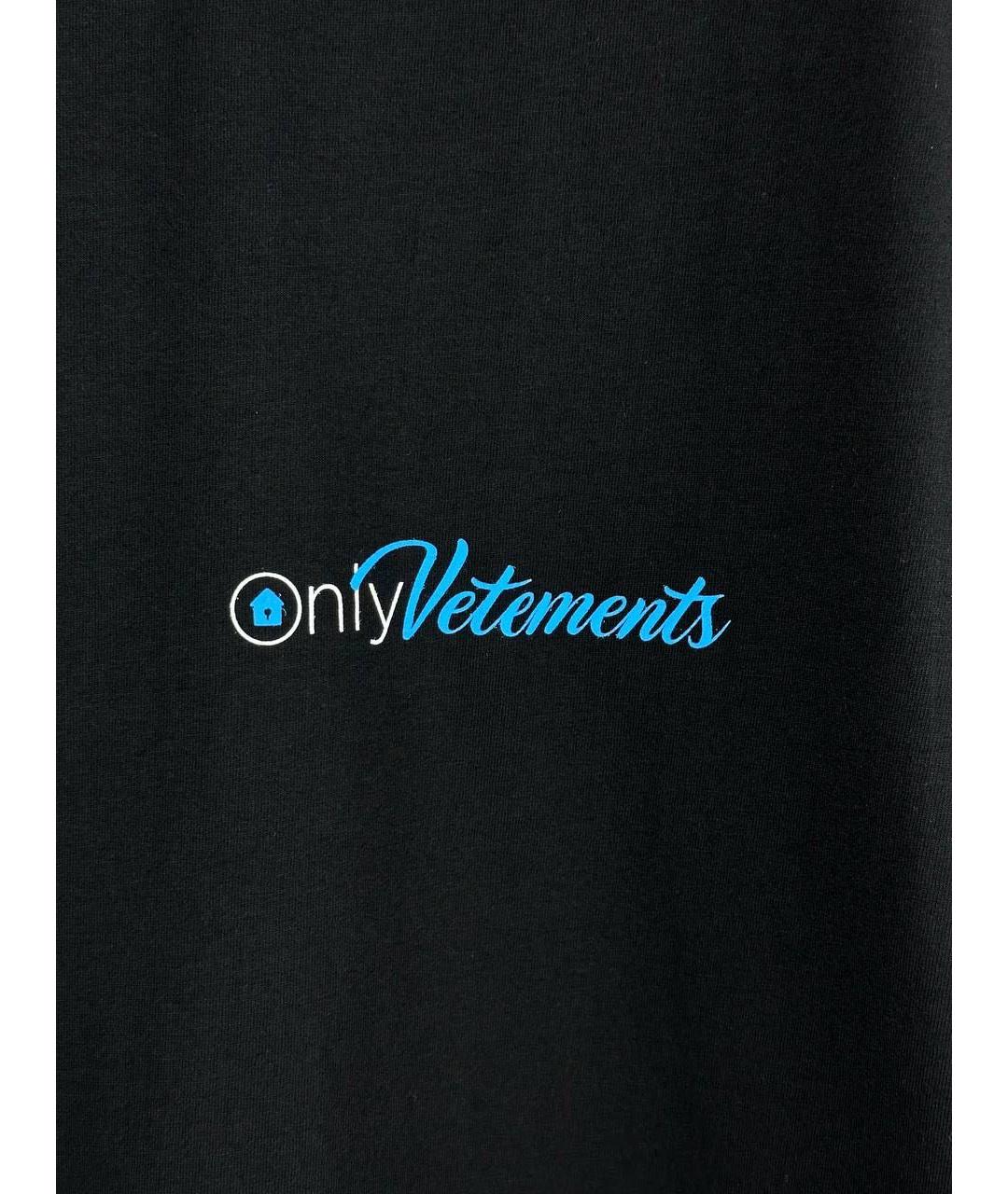 VETEMENTS Черная хлопковая футболка, фото 5