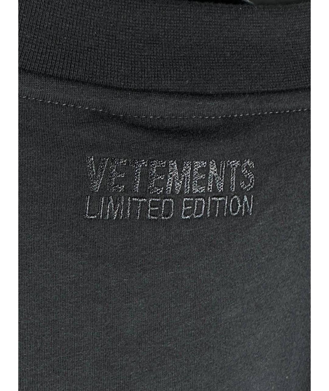 VETEMENTS Черная хлопковая футболка, фото 7