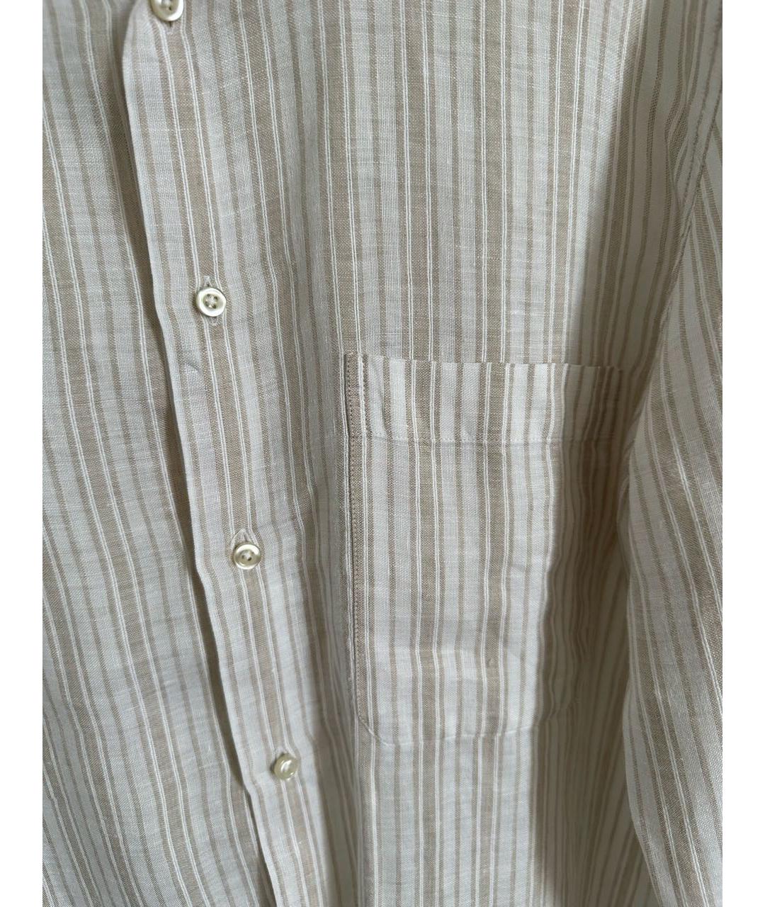 PAL ZILERI Бежевая льняная кэжуал рубашка, фото 5