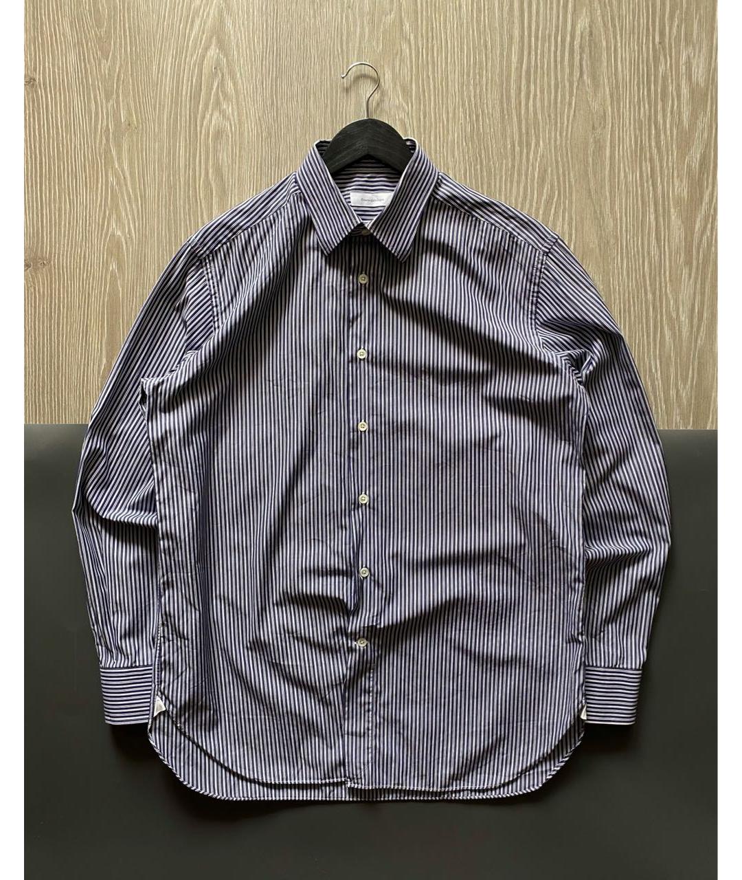 ERMENEGILDO ZEGNA Темно-синяя хлопко-шелковая классическая рубашка, фото 6