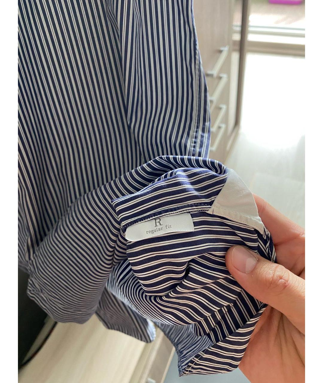 ERMENEGILDO ZEGNA Темно-синяя хлопко-шелковая классическая рубашка, фото 5