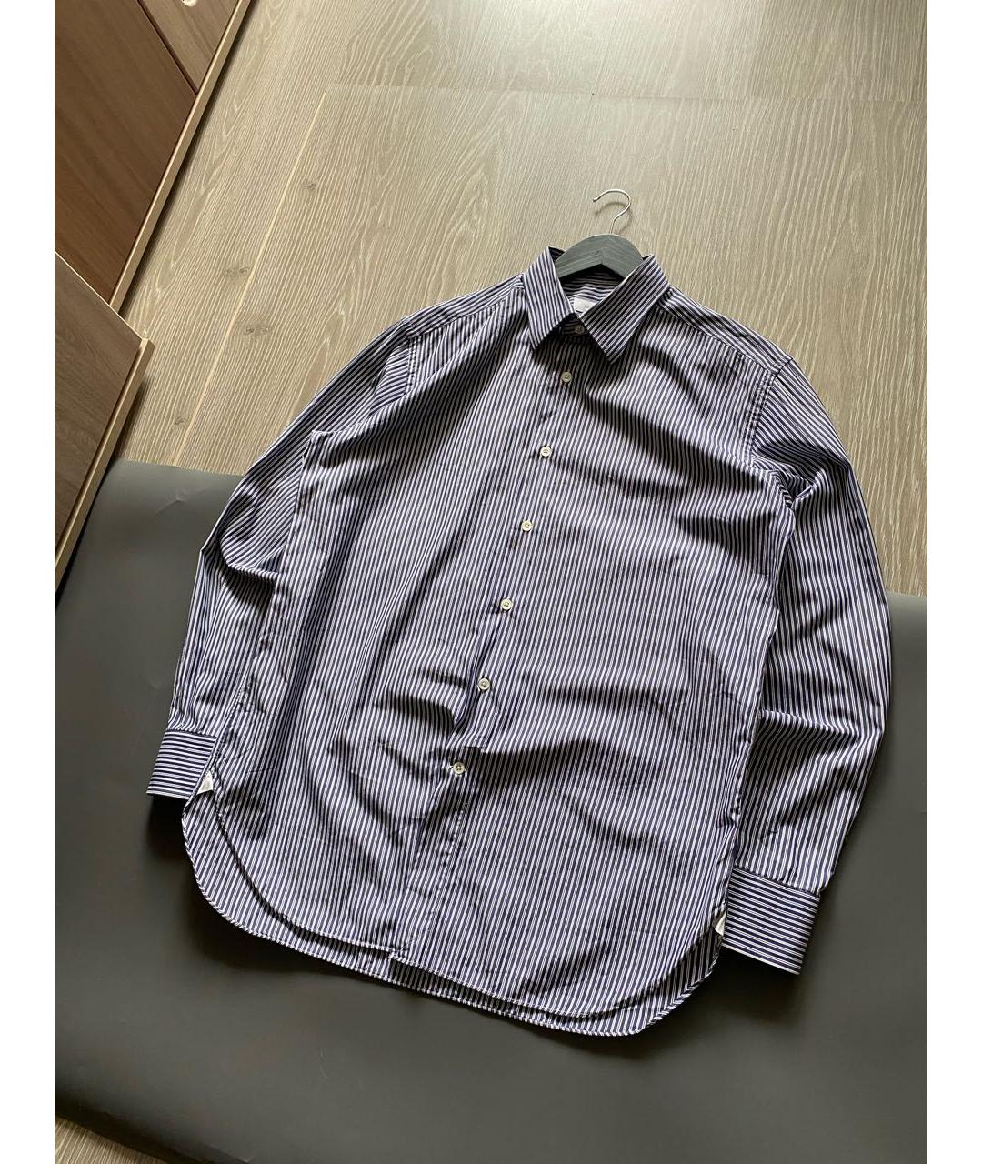 ERMENEGILDO ZEGNA Темно-синяя хлопко-шелковая классическая рубашка, фото 2
