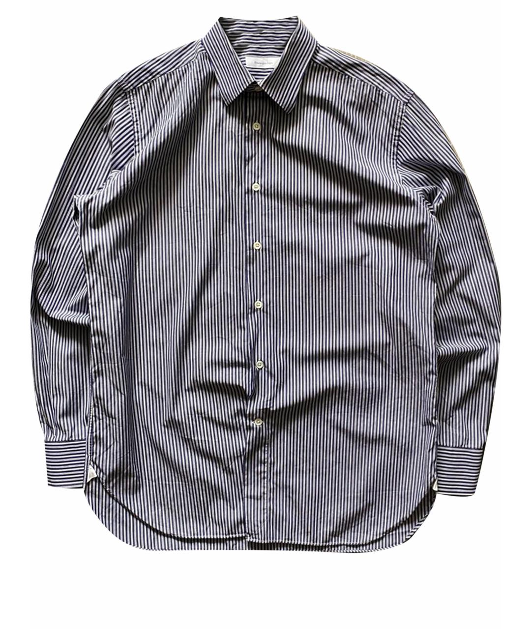 ERMENEGILDO ZEGNA Темно-синяя хлопко-шелковая классическая рубашка, фото 1