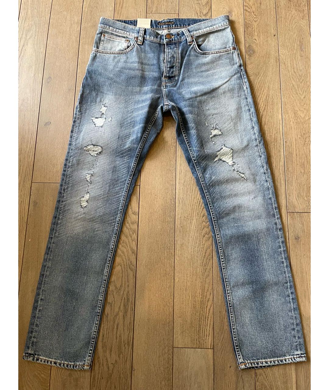 NUDIE JEANS CO Голубые хлопко-эластановые джинсы скинни, фото 6