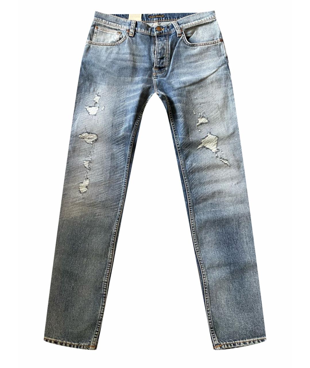 NUDIE JEANS CO Голубые хлопко-эластановые джинсы скинни, фото 1